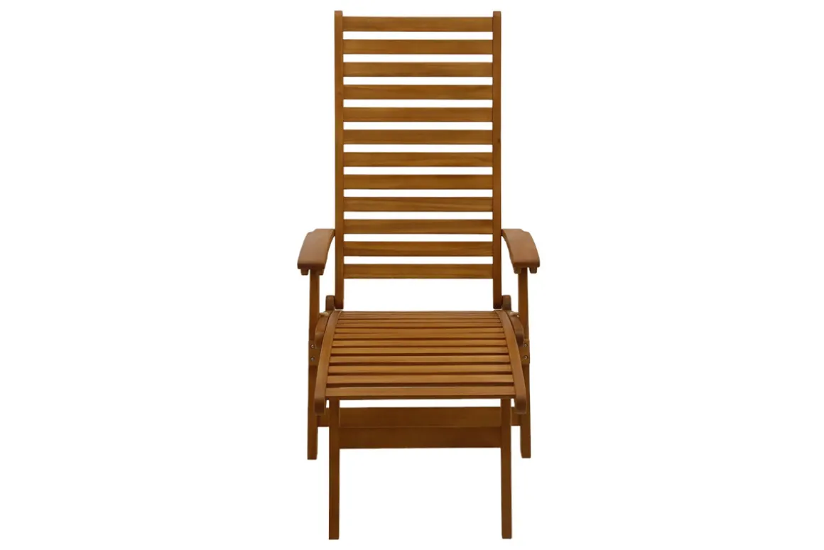 Discount Miliboo Tumbona reclinable con 3 posiciones de madera maciza RIO