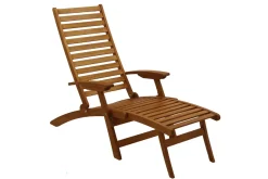 Discount Miliboo Tumbona reclinable con 3 posiciones de madera maciza RIO