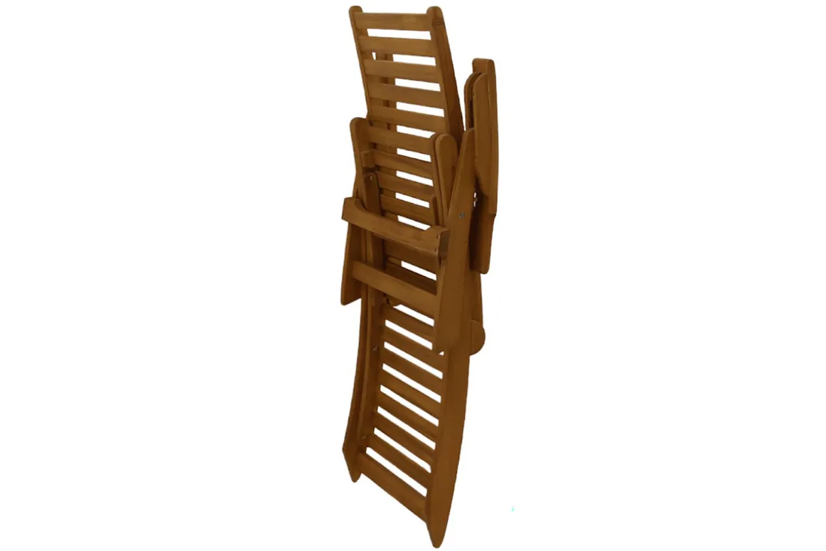 Discount Miliboo Tumbona reclinable con 3 posiciones de madera maciza RIO