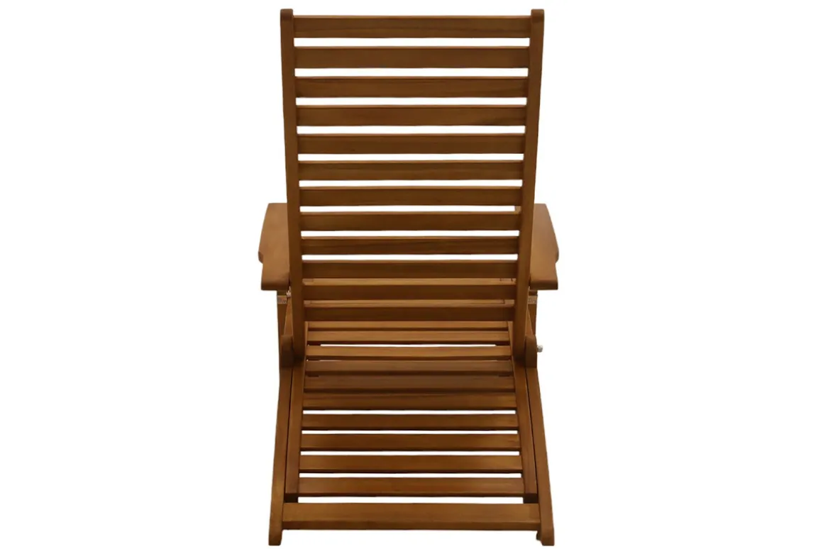Discount Miliboo Tumbona reclinable con 3 posiciones de madera maciza RIO