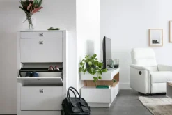 Discount Miliboo Zapatero de diseño lacado blanco DEVA